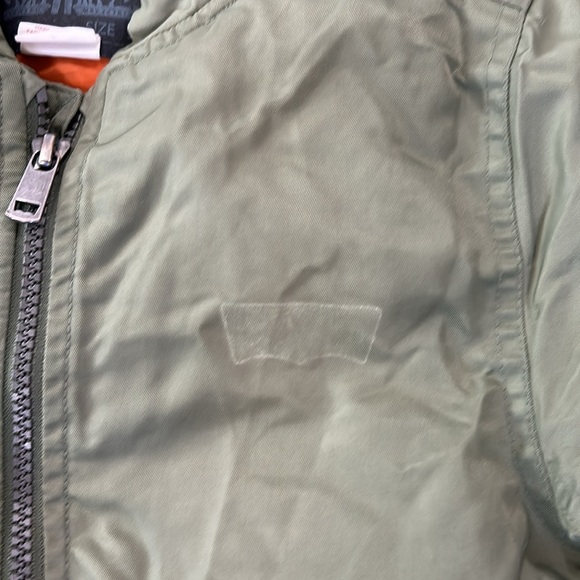 Levi's Bomber Jacket Boys Small Green Nylon Logo Embroidered Patch Zipsw/pockets - Picture 3 of 15